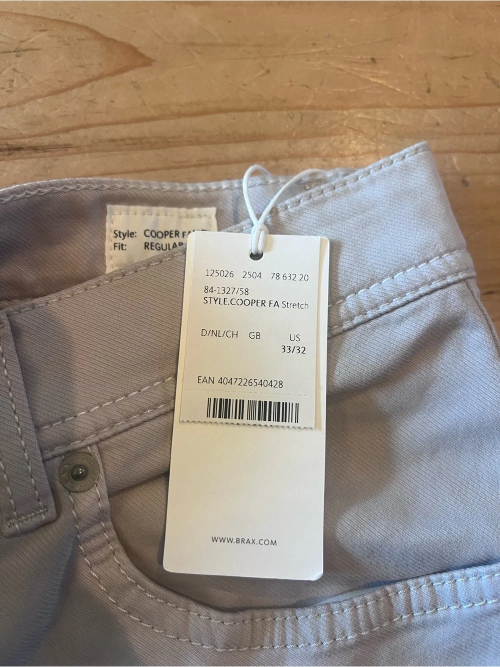 Hi-Flex Superstretch Men’s Chinos in Light Grey-Extreme Comfort NWT